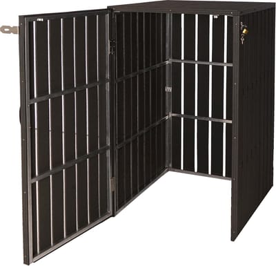 XL 1/2 WPC afvalbakdeksel MCW-J28, afvalbak, metaal houtlook, uitschuifbaar ~ antraciet