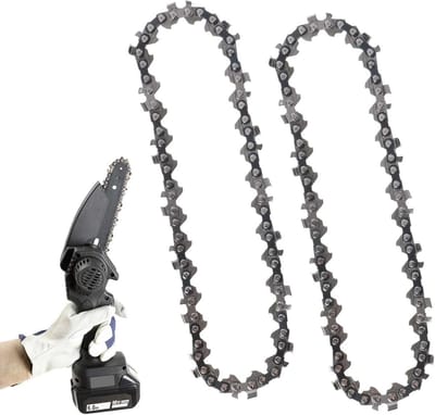 Kettingzaagketting 2 stuks - Vervangingsketting mini-zaag - Houtsnijden en Snoeien - Gehard Mangaanstaal - 15 cm - Zilverblauw