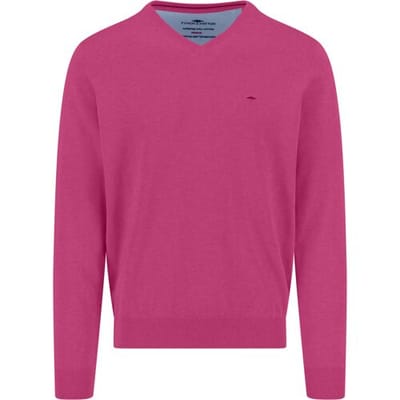Fynch-Hatton Trui Solid Color Superfine 3-Ply Cotton V-Neck Malaga / male