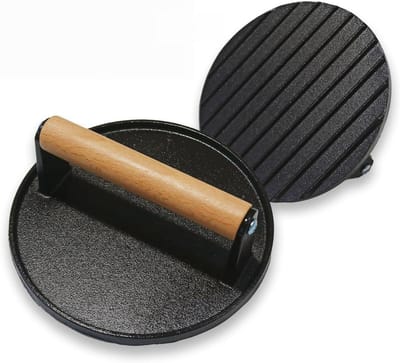 Burgerpers Gietijzer - Vlees Spek Pers - Hamburgers Drukken - Gelijkmatige Warmte - N.v.t. - Zwart
