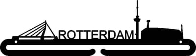 Rotterdam Medaillehanger zwarte coating - staal -(35cm breed) - Nederlands product - incl. cadeauverpakking  - sportcadeau - medalhanger - medailles - marathon - muurdecoratie