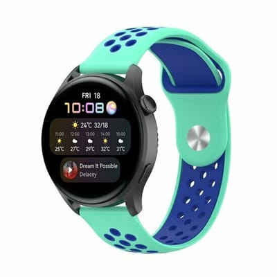 By Qubix - Sport Edition siliconen band - Mintgroen + blauw - geschikt voor Huawei Watch GT 6 / GT 7 / GT 6 pro / GT 7 pro - 46mm