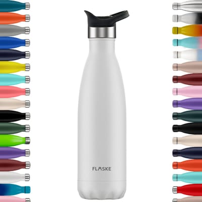FLASKE Sports Bottle 500ML - Ice - RVS Drinkfles van 500ML - Geschikt als waterfles, thermosfles en thermoskan