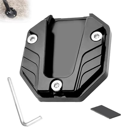Motorfiets Kickstand Verlenging - Zijstandaard Voet - Motorparkeren - Vergroot Contactoppervlak - 13 x 10.5 x 2 cm - Aluminiumkleur