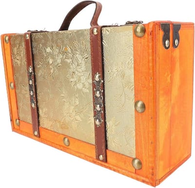 Decoratieve Koffer - Opbergkist Antiek - Thuisopslag Decoratie - Antieke Riemen - 36x24x13 cm - Bruin