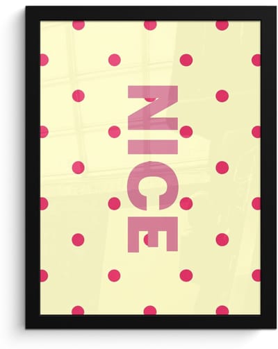 Poster in lijst - Fotolijst 30x40 cm - Posters - Nice - Stippen - Roze - Geel - Posterlijst zwart - Decoratie - Wanddecoratie woonkamer - Muurdecoratie slaapkamer