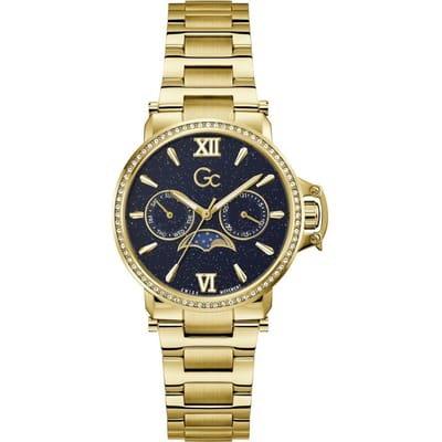 Gc Gc Moonchic Large Size Metal Analoog Quartzhorloge Goudkleurig Kast Gemaakt Van 100% Roestvrij Staal En Een Armband Van 100% Roestvrij Staal 36 Z69002L1, Z69003L6, Z69004L7