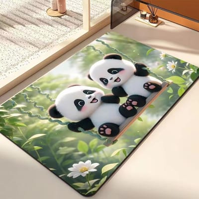 Cartoon Schattige Panda Badkamer Vloermat Huishouden Toilet Antislip Sneldrogend Diatomeeënaarde Deurmat Absorberende Zachte Voetmat 30*50