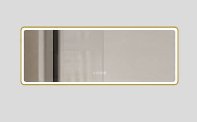 Vips Badkamerspiegel 160 cm - Goud - Rechthoekig- LED Verlichting - Anti-condens - Tijdsaanduiding