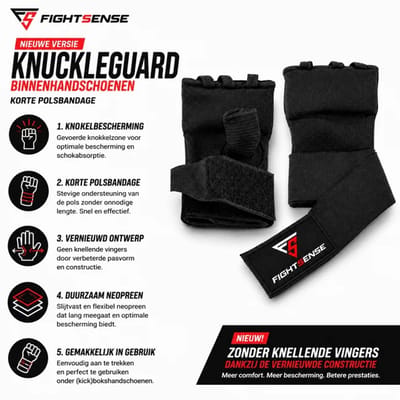 Fightsense ImpactWrap Binnenhandschoenen – Zwart – Maat S – Knokkelbescherming & Polsondersteuning voor Boksen en Kickboksen