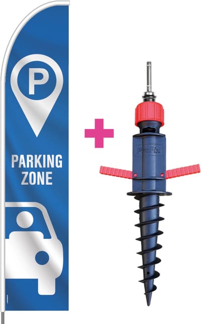 Beachflag - Parkeren - Vlag + Grondboor + Rotator + Hengelsysteem + Draagtas - Actievlag.nl