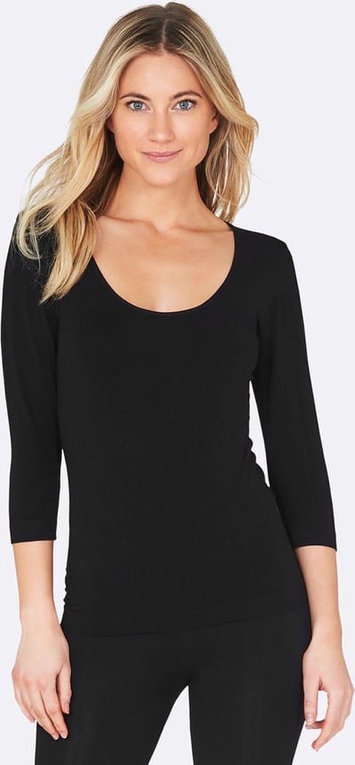 Boody - Bamboe Top driekwart mouw - Zwart / S