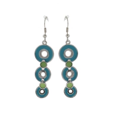 Behave - Oorhangers retro rondjes blauw groen voor creatieve look