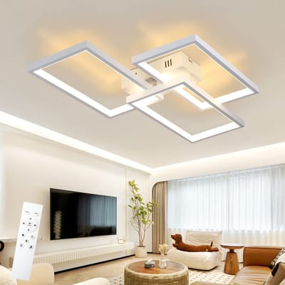 NETTLIFE LED plafondlamp - woonkamer - wit - dimbaar - met afstandsbediening - 80 cm - metalen plafondlamp