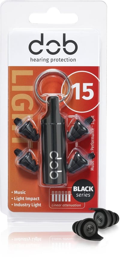 dOb Reusable Black series 15dB - Muziek oordoppen - Festival - Premium Muziekfilter - 1 paar