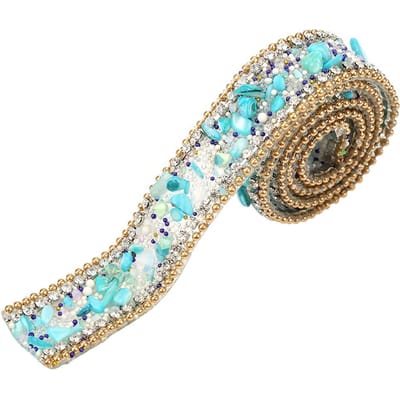 100*2cm Strass Lint Glans Kleine Diamant Wrap Rol Decoratie (#02) beige