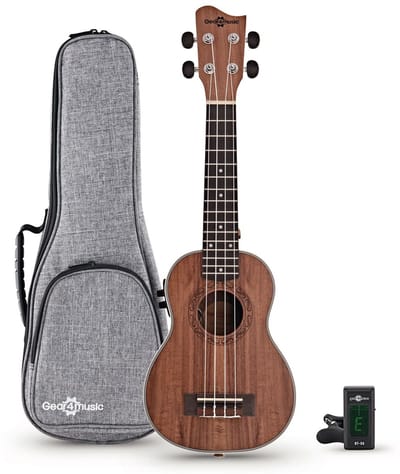 Koa Elektro-akoestische Sopraan Ukulele met Pakket van Gear4music