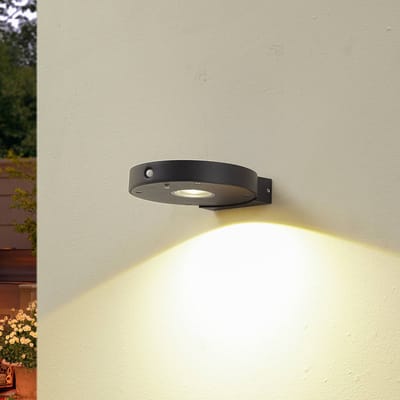 Lucande - solar buitenlamp- met dimmer - 1licht - Aluminium spuitgietwerk, kunststof - H: 3.2 cm - zwart - Inclusief lichtbron