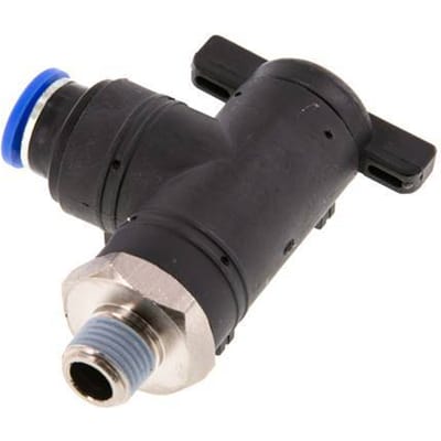 10 mm - R1/4'' Kunststof/Messing L-stuk 2-Weg Kogelkraan