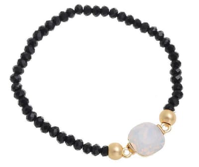 Behave Elastische armband met facet geslepen glaskralen