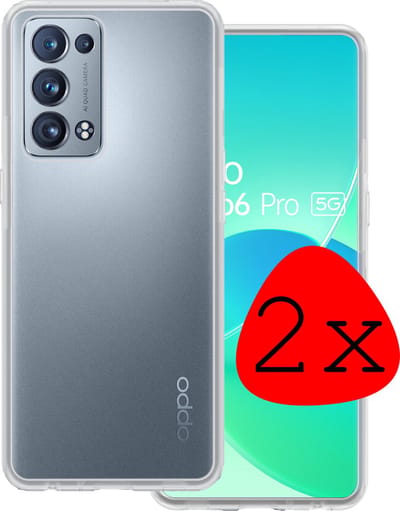 Hoesje 2 Stuks - Geschikt voor OPPO Reno 6 Pro - Sterk & Shockproof - Case Siliconen - Back Cover - Telefoon Hoes - Transparant