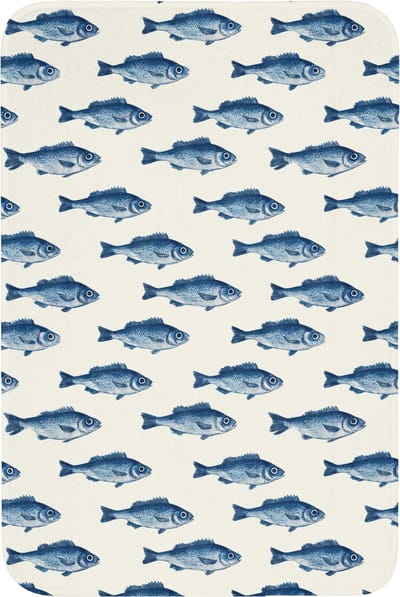 Badmat 60x90 cm - Antislip - Vis - Patroon - Blauw - Badmatten voor badkamer - Badkamermat - Douchemat - Badkamer mat