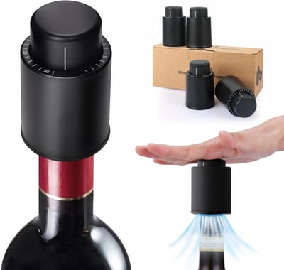 4 Pcs Vacuum Wine Bottle Stoppers - Herbruikbare Wijnstopper met Tijdsschaal - Perfecte Gift voor Wijnliefhebbers en Champagne