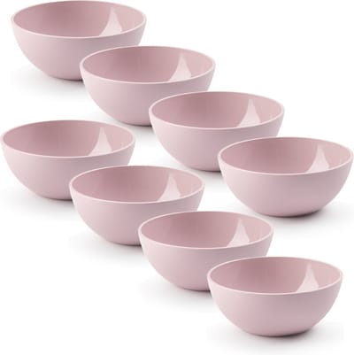 Plasticforte kommetjes/schaaltjes - 8x - dessert/ontbijt - kunststof - D12 x H5 cm - roze - BPA vrij