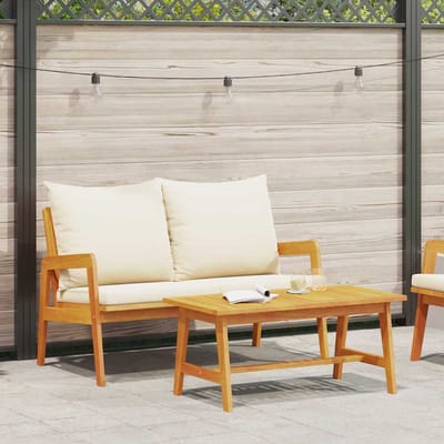 vidaXL - Bistroset - met - kussen - 2 - Stuk - Olie - Natuurlijk - Massief - Acacia - Hout