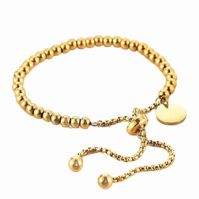 WeLoveSilver - armband - chirurgisch staal - bolletjes - goudkleurig - verstelbaar