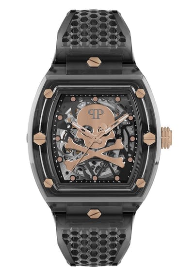 Philipp Plein The $Keleton Crystal PWPTA0424 Horloge - Kunststof - Grijs - Ø 43 mm