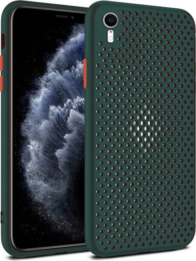 Smartphonica iPhone Xr siliconen hoesje met gaatjes - Donkergroen geschikt voor Apple iPhone XR