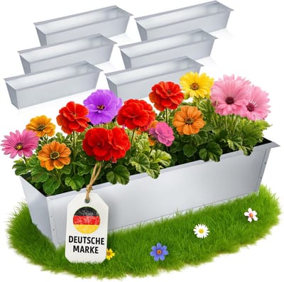 SnelShoppen - MC-Trend Wamat Bloembak voor Europallets, Verzinkt Metaal, Weerbestendig, Roestvrij, Palletbak met Afvoergaten, 38,1 x 13 x 9 cm, UV-Bes