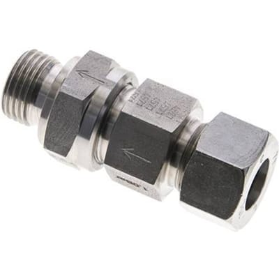 15L (M22x1.5) & G1/2'' Regeling-In RVS Terugslagklep Snijring Buitendraad 1-250 bar ISO 8434-1