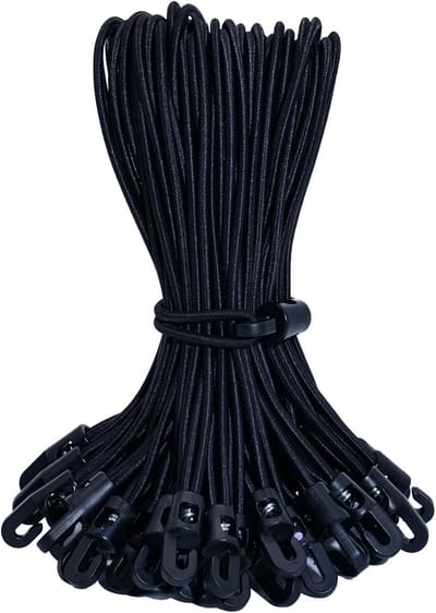 25 Stuks Spanrubber met Haken, 25 cm Expander, Multifunctionele Zeilspanner voor Dekzeilen, Affiches, Tent, Banner, Paviljoenen, Zwart