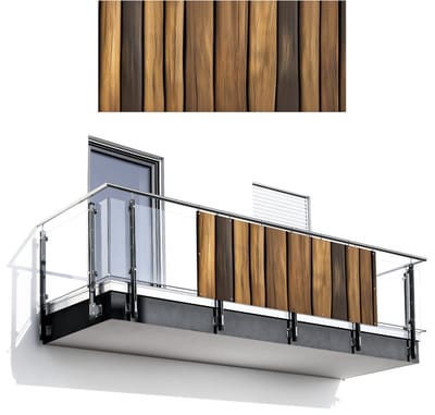 Balkonscherm 200x90 cm - Balkonposter Hout - Planken - Natuurtinten - Balkon scherm decoratie - Balkonschermen - Balkondoek zonnescherm