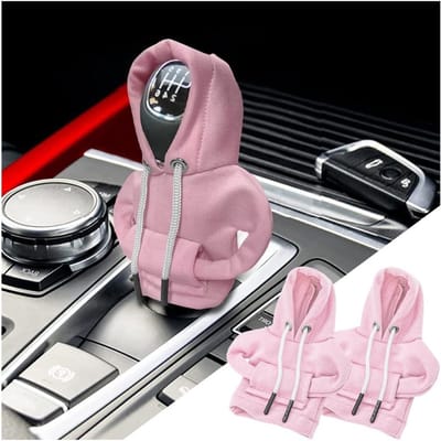 Pook-afdekking voor auto met capuchon, decoratief sweatshirt voor pookknop, handmatige of automatische schakeling, stofdicht - roze.