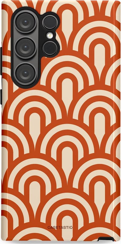 Casetastic hoesje geschikt voor Samsung Galaxy S23 Ultra - Dubbellaagse bescherming - Oranje Bogen Parade - Fashion Case - Terracotta Crème