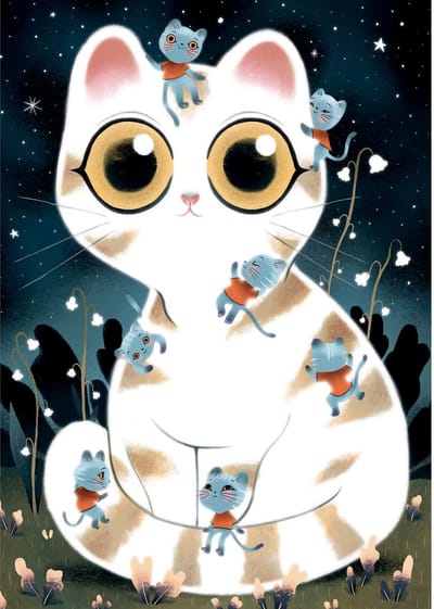 Djeco puzzel katten - fluorescerende legpuzzel 50 stukjes FSC karton.
