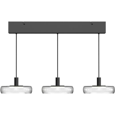 Maytoni LED hanglamp FLOAT, transparant/zwart, 3-lamps, 68 cm, glas/metaal