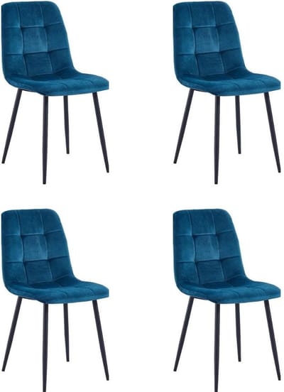 Colenis - Ela Eetkamerstoel - Set Van 4 - Petrol - Velvet - Design