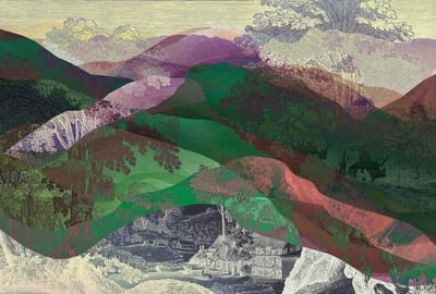 Fotobehang hiddenvalley1 DD121808 Livingwalls Walls by Patel 3 Groen Blauw Vlies 270 x 400 cm (4 delen) 3D Fotobehang