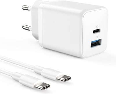 Usb C Adapter + usb C kabel - 2 Meter - Snellader Oplader - Usb stekker - Usb Adapter usb C - Usb C Oplader - Usb Lader 2 Poorten - Usb C naar usb C Kabel - Usb C Lader met usb C Kabel