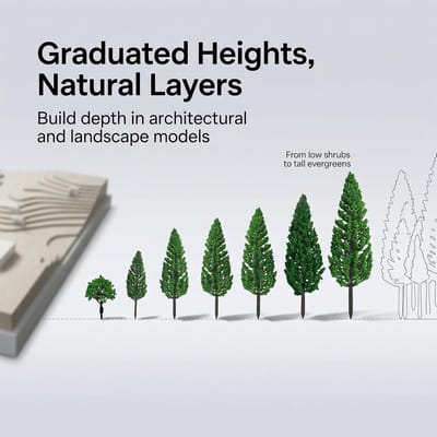 Miniatuurbomen set van 40 stuks voor modelbouw, 3.5-11 cm, gemengde bomen voor miniatuurlandschappen en zandbakmodellen