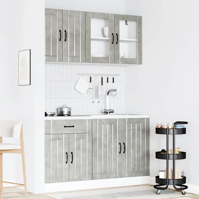 vidaXL - 4-delige - Keukenkastenset - Lucca - bewerkt - hout - betongrijs