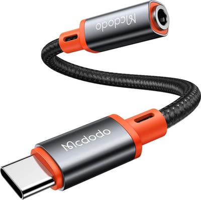 Mcdodo® Adapter Jack 3.5mm naar USB-C - Kabel - AUX - met DAC - 0.1m