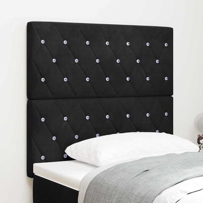 vidaXL - LED - Hoofdbord - met - LED-stripverlichting - Zwart - 100 - cm - Fluweel