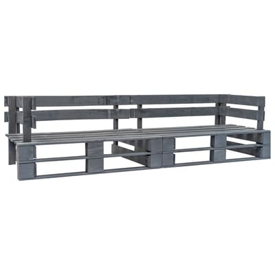 vidaXL - 2-delige - Tuinbankenset - pallet - met - grijze - kussens - grenenhout