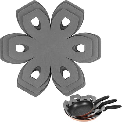 Pannenbeschermers - Set van 6 Grijze Panbeschermers in 3 Maten voor het Stapelen van Kookgerei