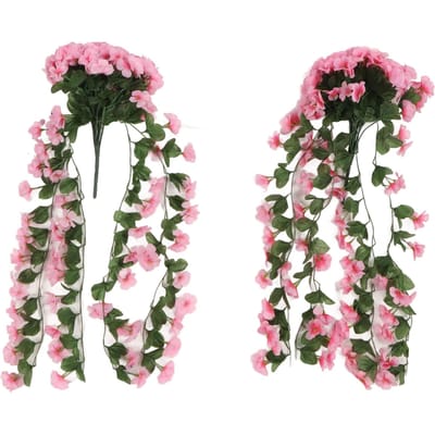 2 STKS Kunstmatige Violette Hangbloemen Simulatie Plastic Nep Planten voor Decoratie Tuin Patio roze